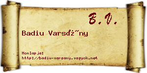 Badiu Varsány névjegykártya